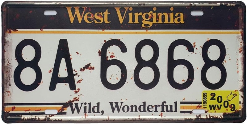 ROOKOPR West Virginia License Plate Aluminum Novelty Car Decor License Plates 12"x6" Front of Car Decorative Retro Rusty License Plate for Men Women Car-48 - Image 1